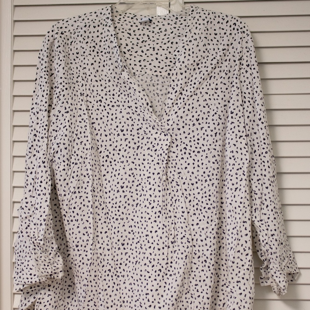 White Leopard Print Blouse (2X)